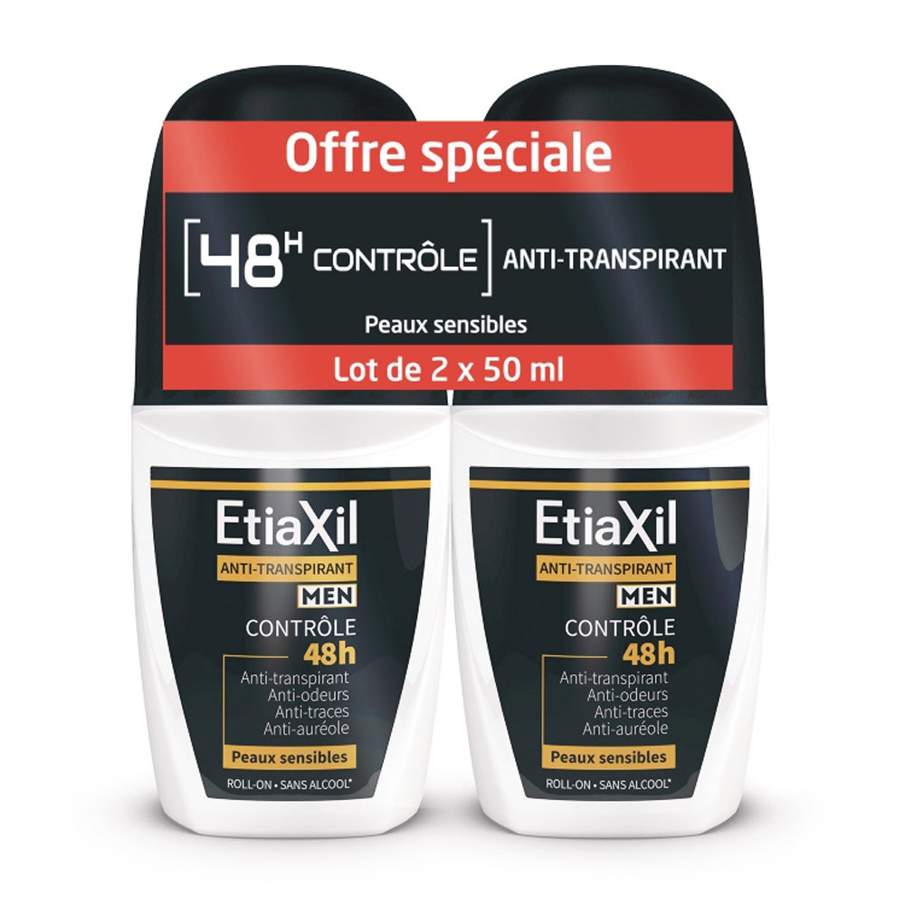 Etiaxil Anti-Transpirant Déodorant Roll-On Men Contrôle 48h 2x50ml