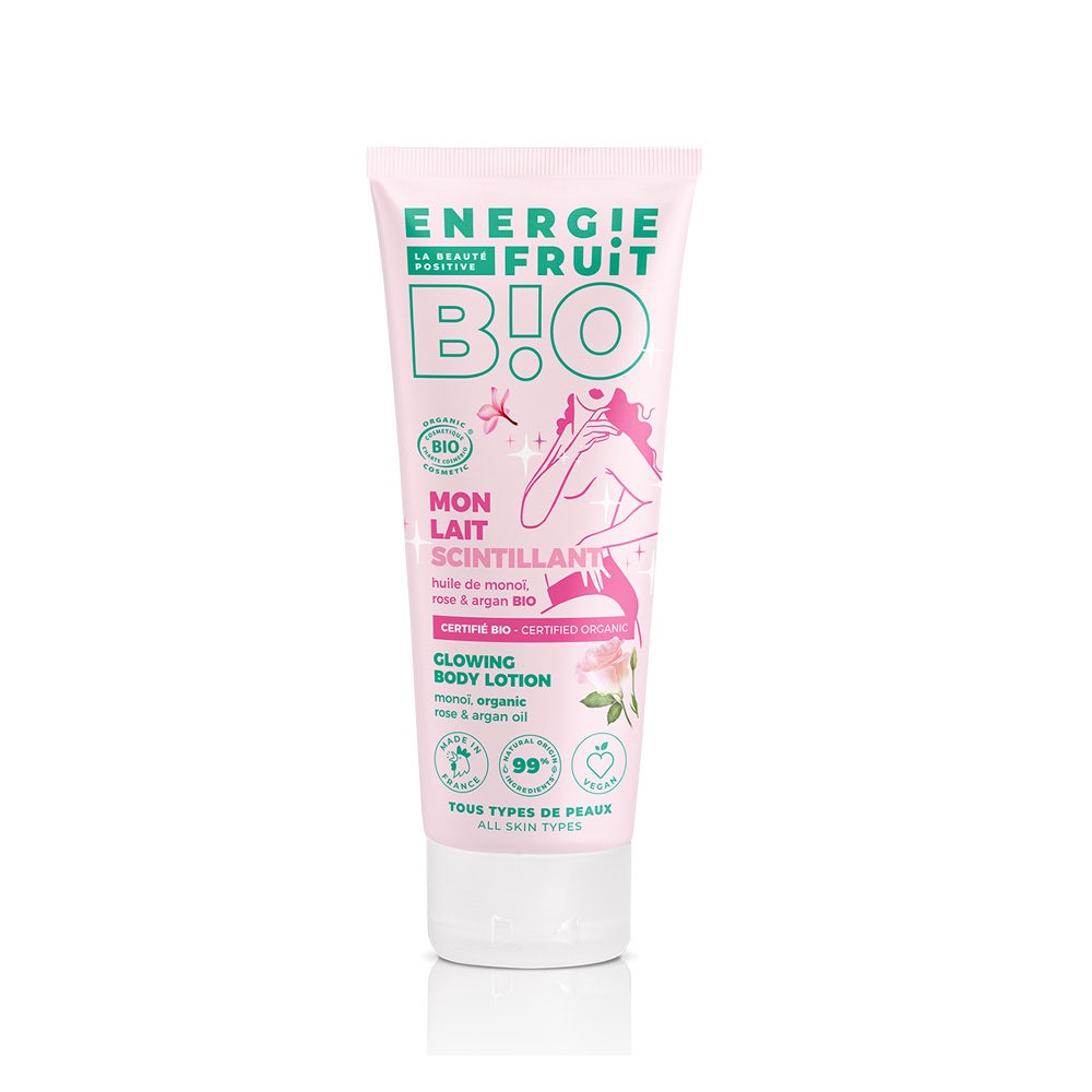 Energie Fruit Lait corps Certifié Bio Scintillant Huile de Monoi, Rose et Argan Bio 200ml