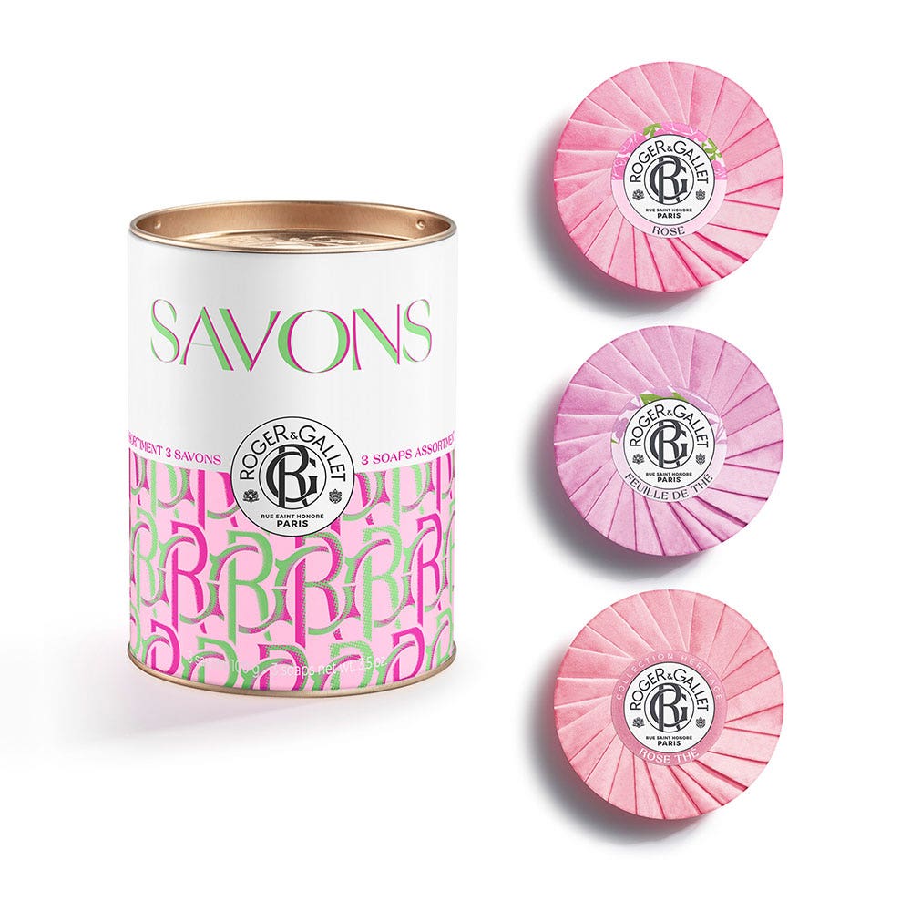 Roger & Gallet Coffret Savons Bienfaisants Rose, Feuille de Thé, Rose Thé 3x100g