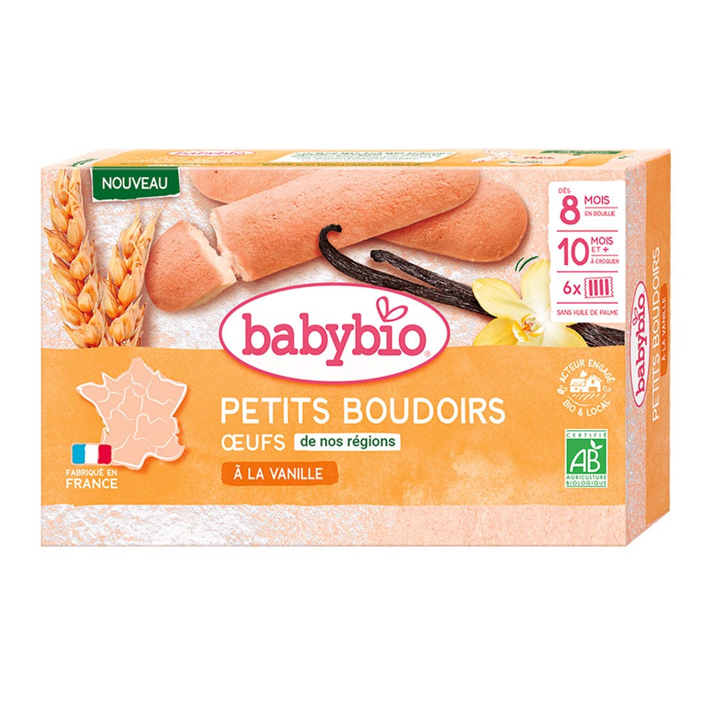 Babybio Petits Boudoirs Bio à La Vanille Dès 8 Mois en Bouillie et 10 Mois à Croquer 6 Sachets de 4