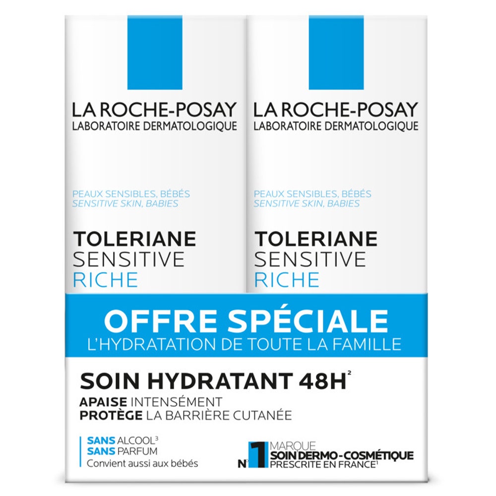 La Roche-Posay Toleriane Crème Visage Hydratante Apaisante Riche Sensitive 2x40ml