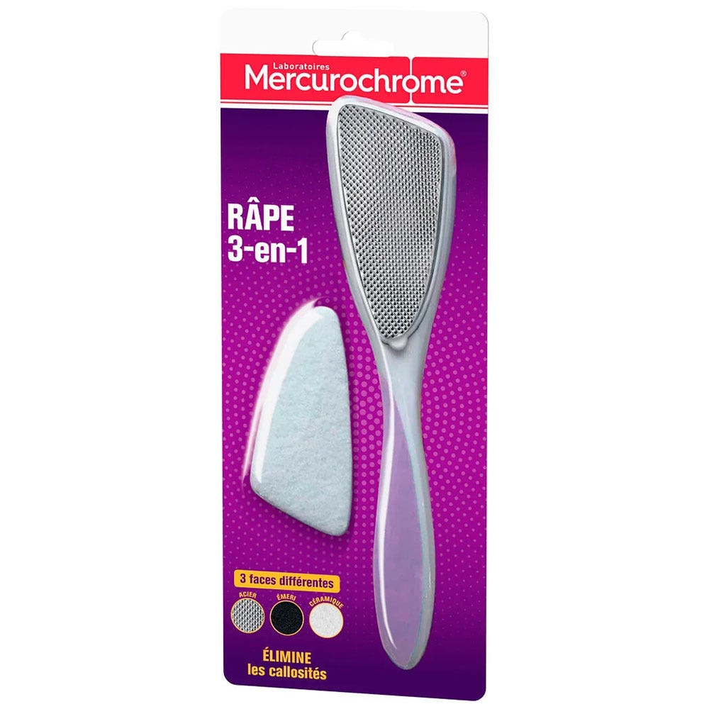 Mercurochrome Râpe 3 en 1 Elimine Les Calosités