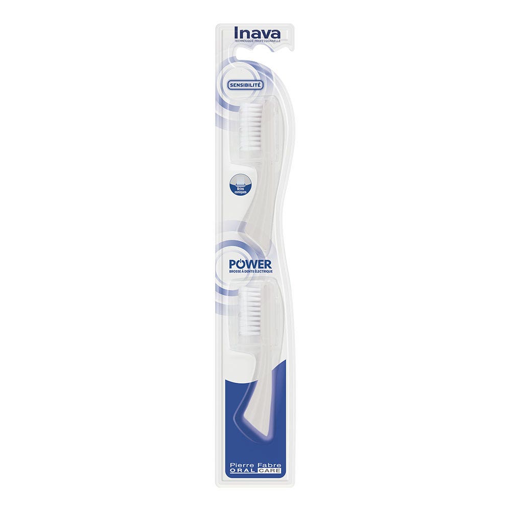 Inava Hybrid Brossettes Recharges Sensibilite Pour Brosse A Dents Electrique x2
