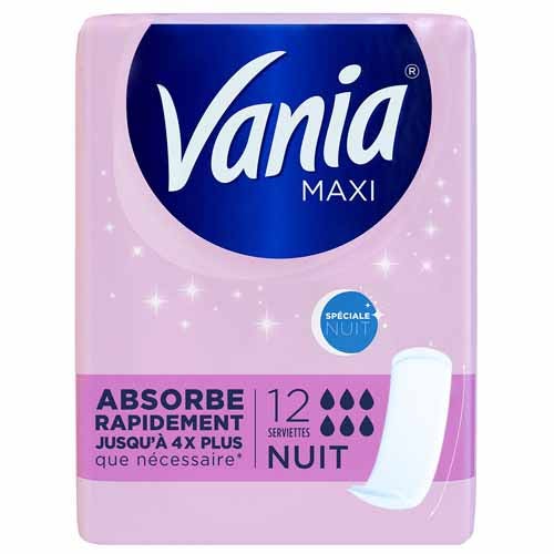Vania Serviettes Hygieniques Nuit Maxi Extra Longue x12