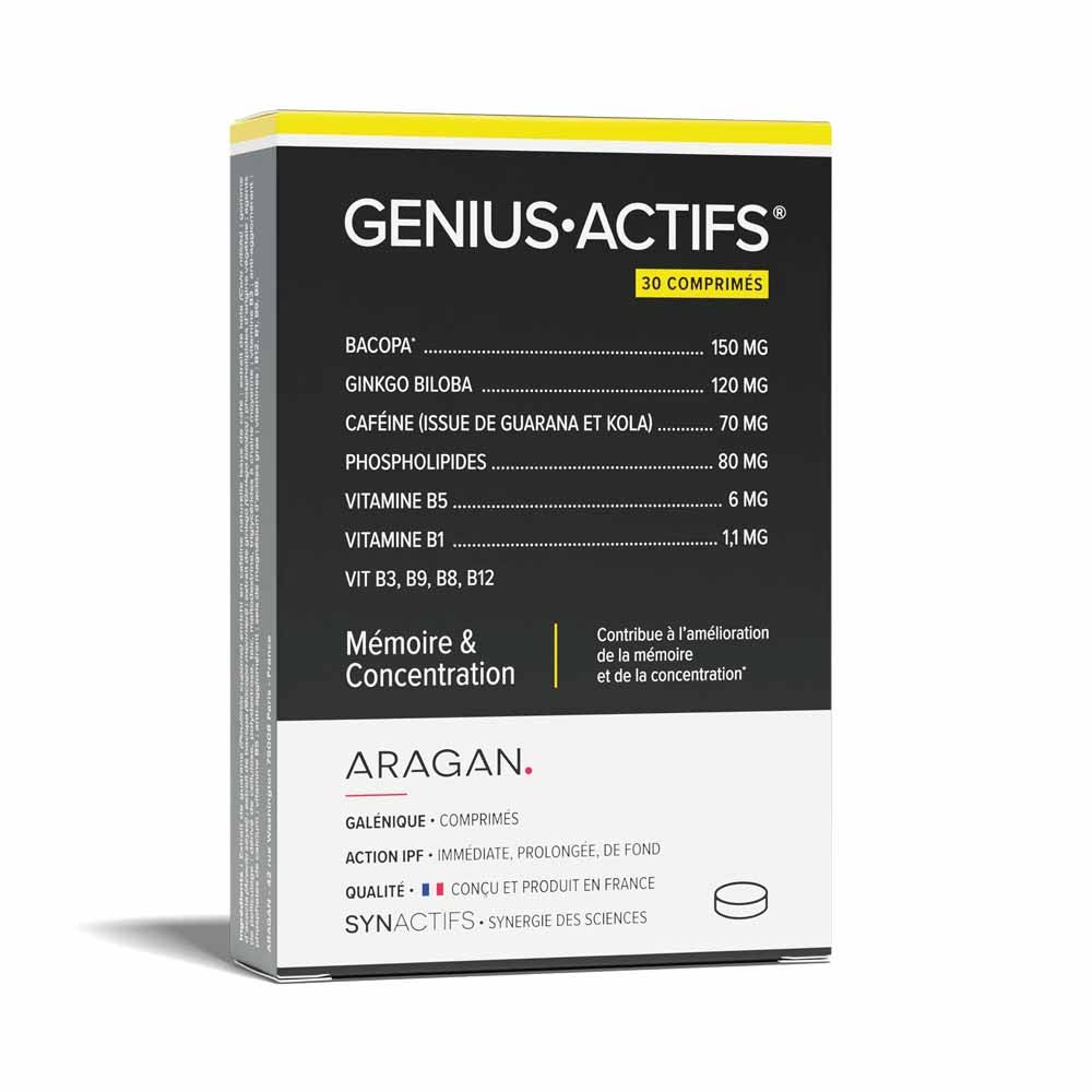 Aragan Synactifs GeniusActifs Concentration et énergie mentale 28 Comprimés effervescents