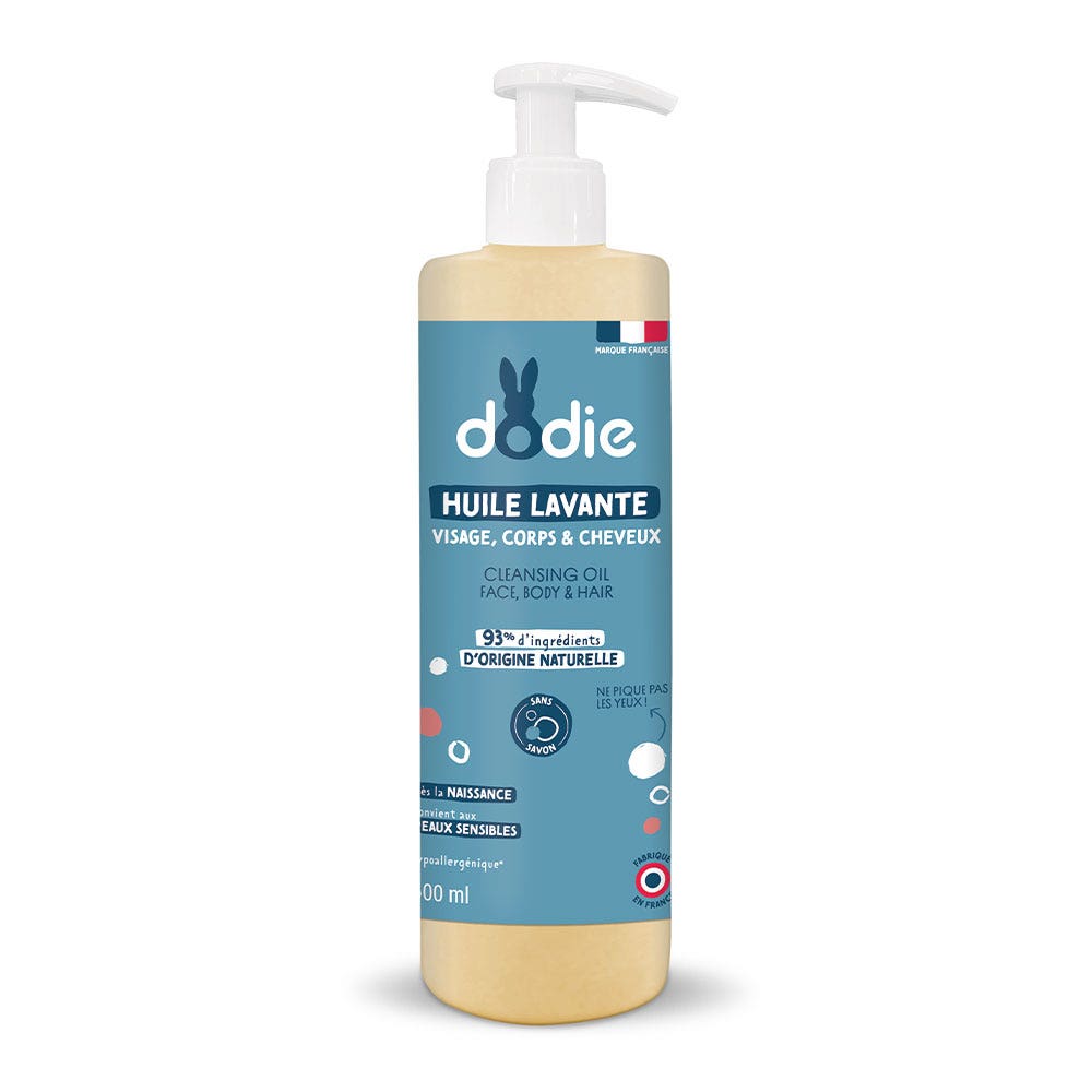 Dodie Huile Lavante Bébé 3 en 1 Visage, Corps et Cheveux 500ml