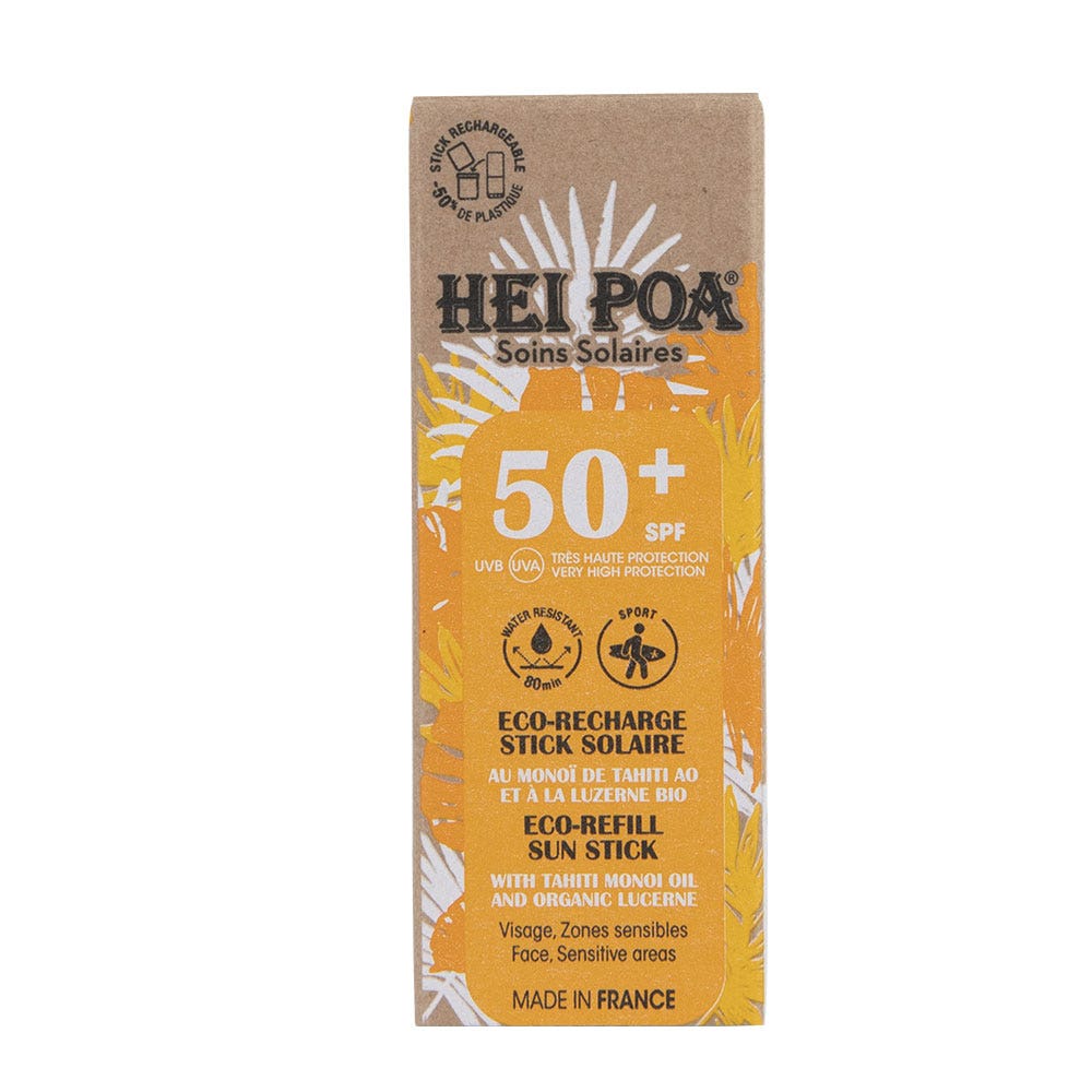Hei Poa Soins Solaires Eco-Recharge Stick Solaire Visage SPF50+ 15g