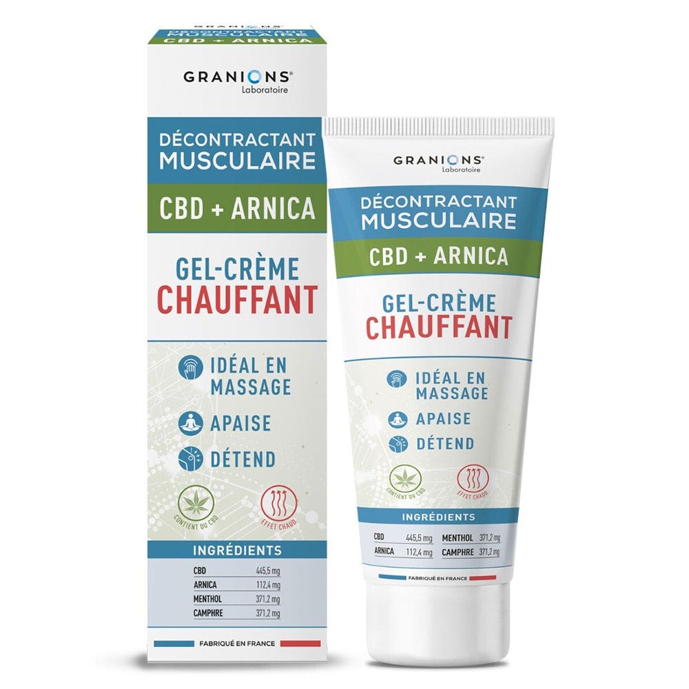 Granions Décontractant Musculaire Gel-Crème Chauffant CBD + ARNICA 75ml