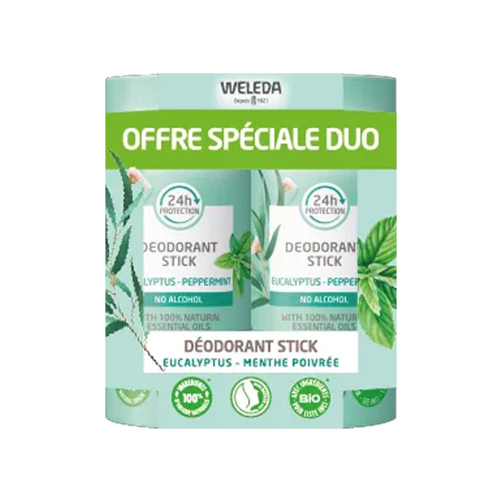 Weleda Déodorant Stick 24h Eucalyptus Peppermint 2x50g