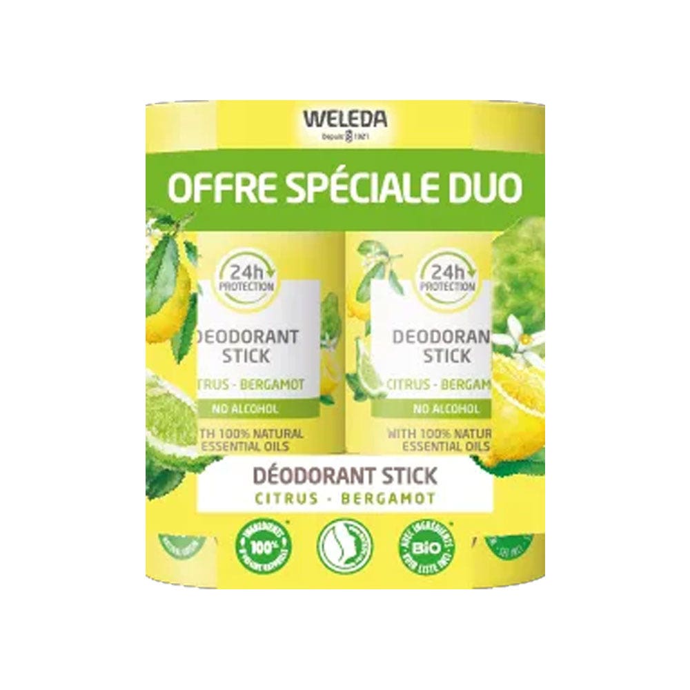 Weleda Déodorant Stick 24h Citrus Bergamot 2x50g