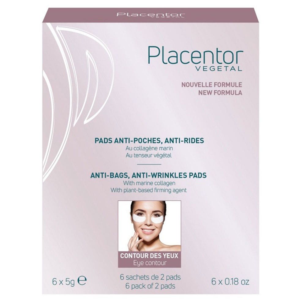 Placentor Végétal Pads Anti-poches Anti-rides Au Collagène Marin 6 Sachets de 2 Pads