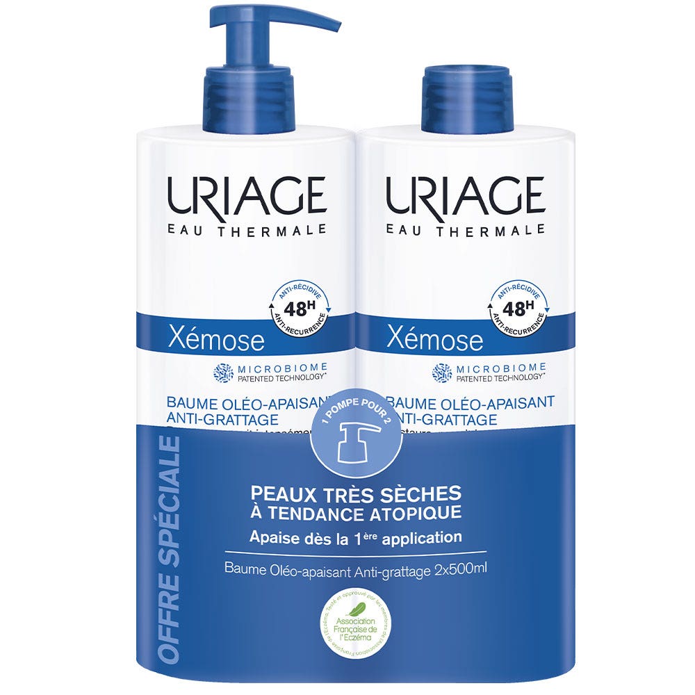 Uriage Xémose Baume Oleo Apaisant Anti Grattage Secheresses Severes Peaux Atopiques 2x500ml