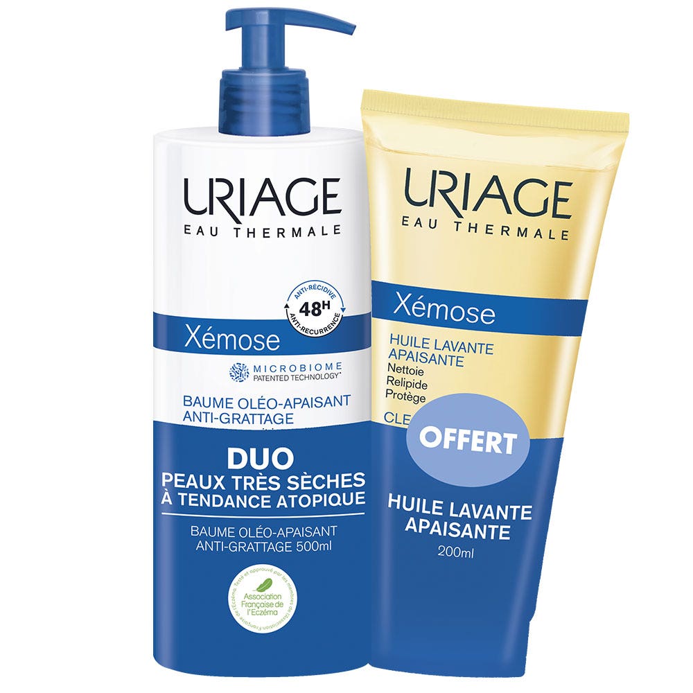 Uriage Xémose Baume Oleo-Apaisant 500ml + Huile Lavante 200ml Secheresses Severes Peaux Atopiques