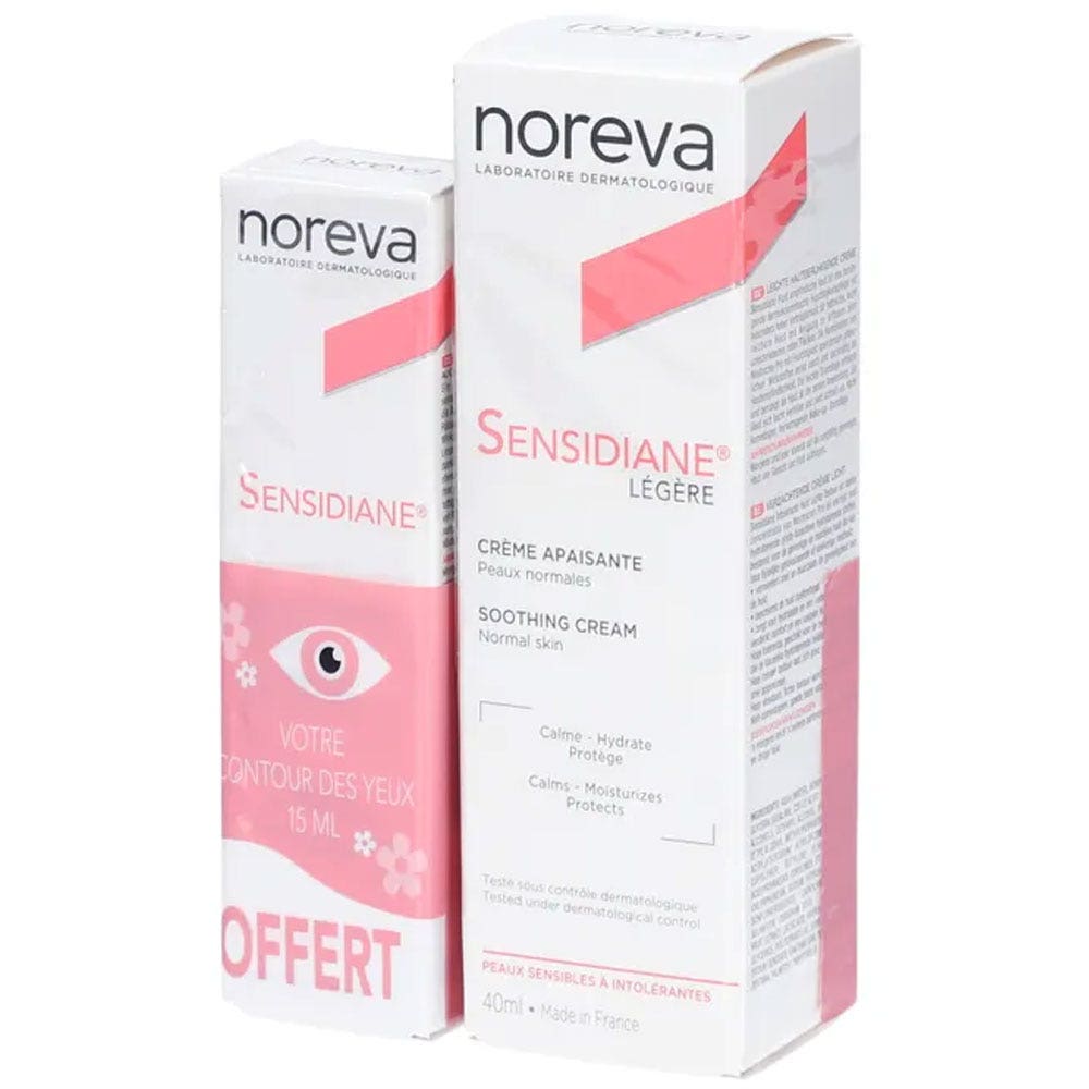 Noreva Sensidiane Crème Apaisante Légère Peaux Normales 40ml + Contour Des Yeux Apaisant 15ml