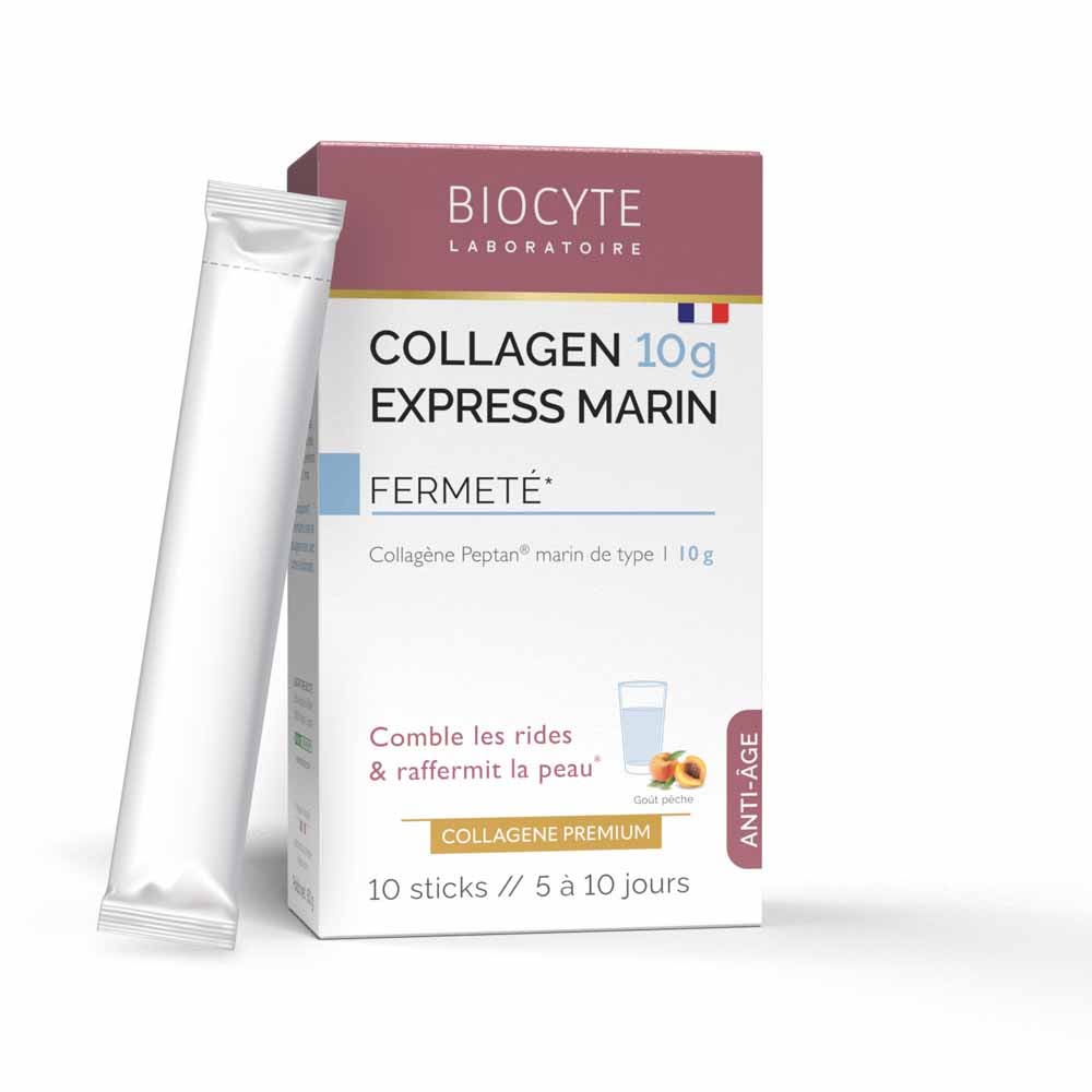 Biocyte Anti-âge Collagen Express Marin Saveur pêche 10 Sticks