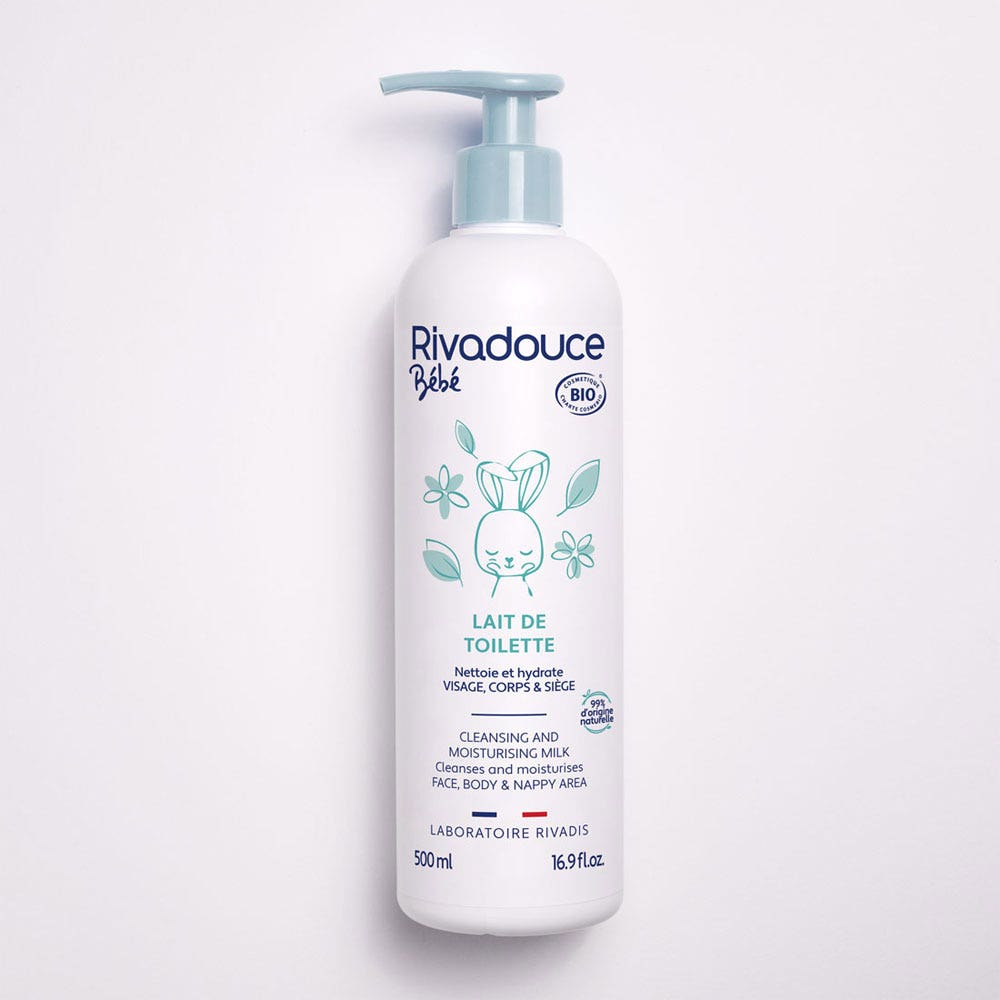 Rivadouce Bébé Lait de toilette bio Visage corps et siege 500ml