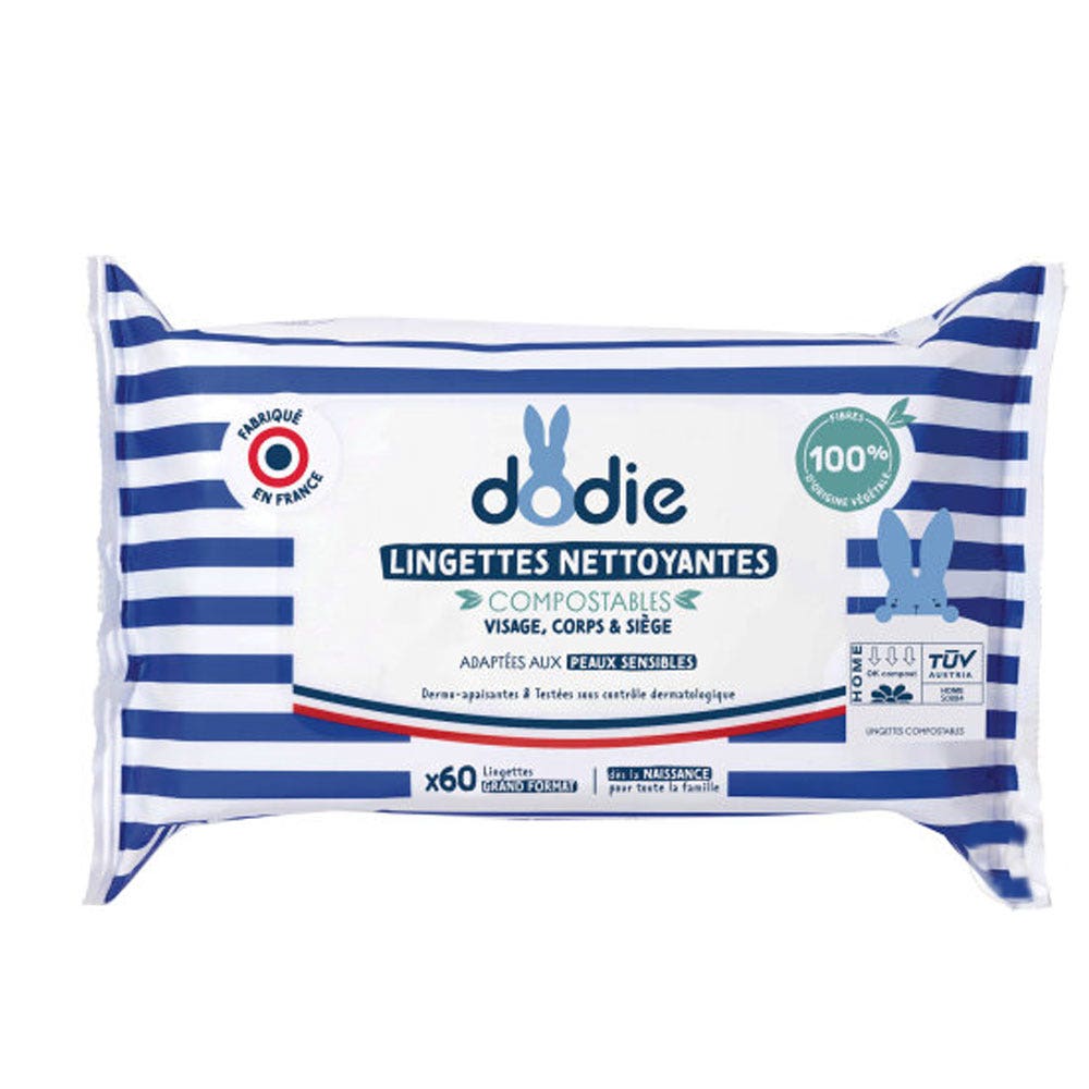 Lingettes Nettoyantes Dermo-apaisantes x70 Visage, corps et siège Dodie
