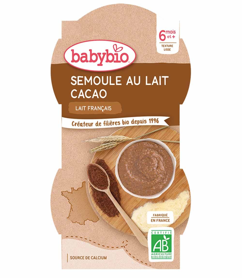 Babybio Semoule au Lait de Vache Cacao 6 Mois et Plus 225g