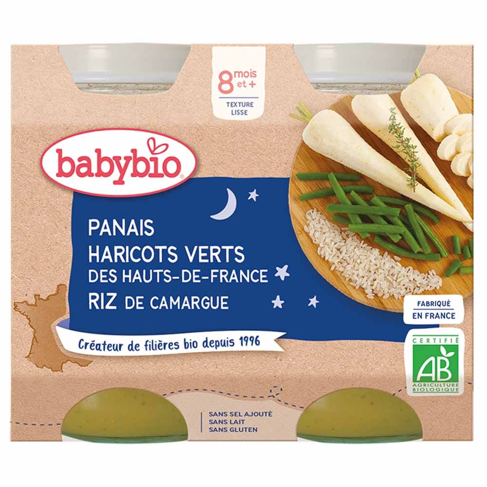 Babybio Bonne nuit Mes 1ers Morceaux Fondants Bio Dès 8 Mois 2x200g