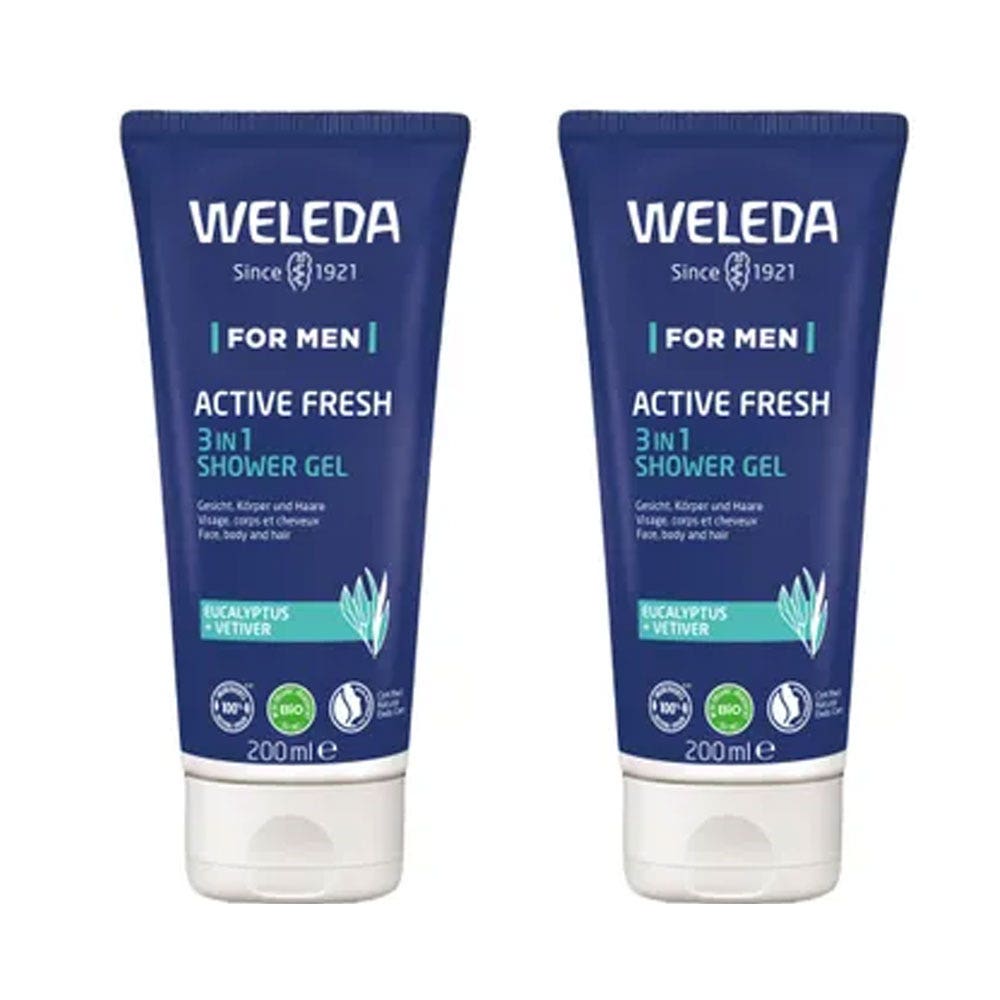 Weleda Homme Active Fresh 3 en 1 Gel Douche 2x200ml