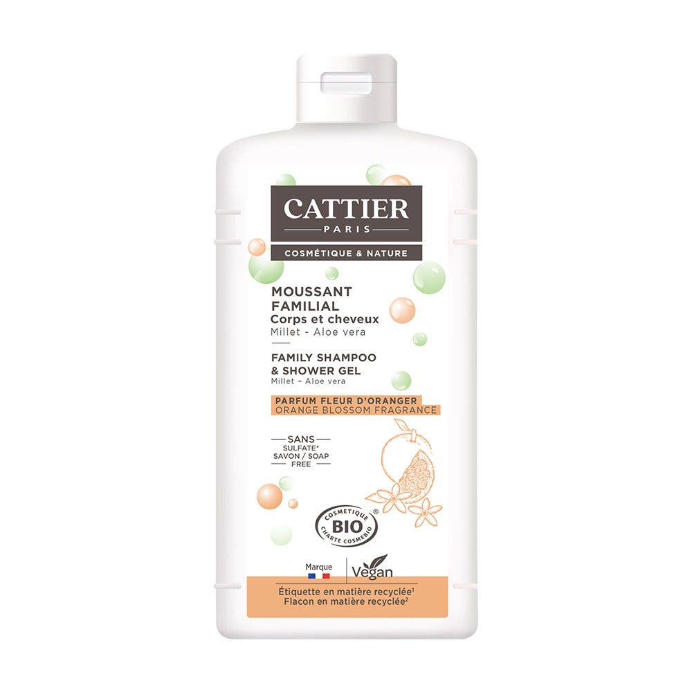 Cattier Moussant Familial Parfum Fleur D'oranger Corps Et Cheveux Bio 500ml