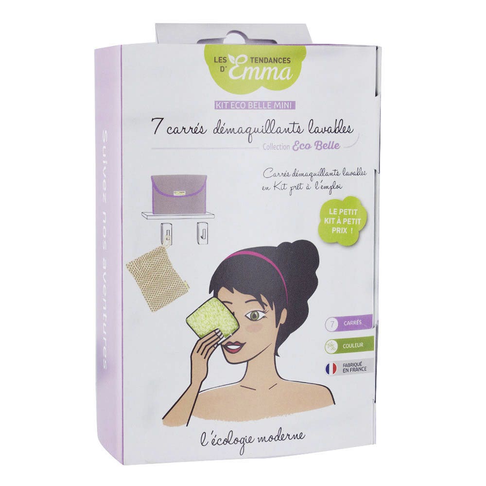 Les Tendances D'Emma Eco Belle Kit Mini Carres Démaquillants Lavables Bambou Couleur x7