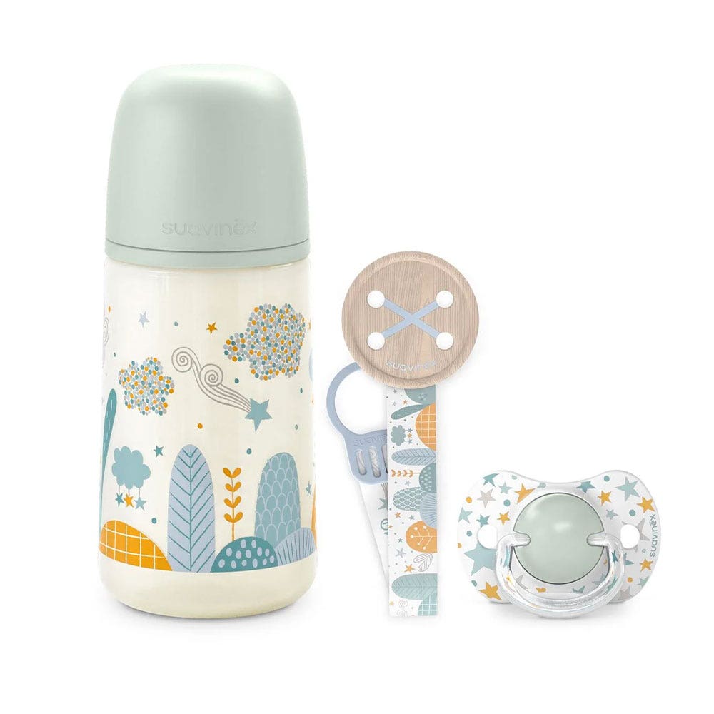 Suavinex Dreams Coffret Cadeau Biberon + Sucette + Attache 0 à 6 Mois 270ml