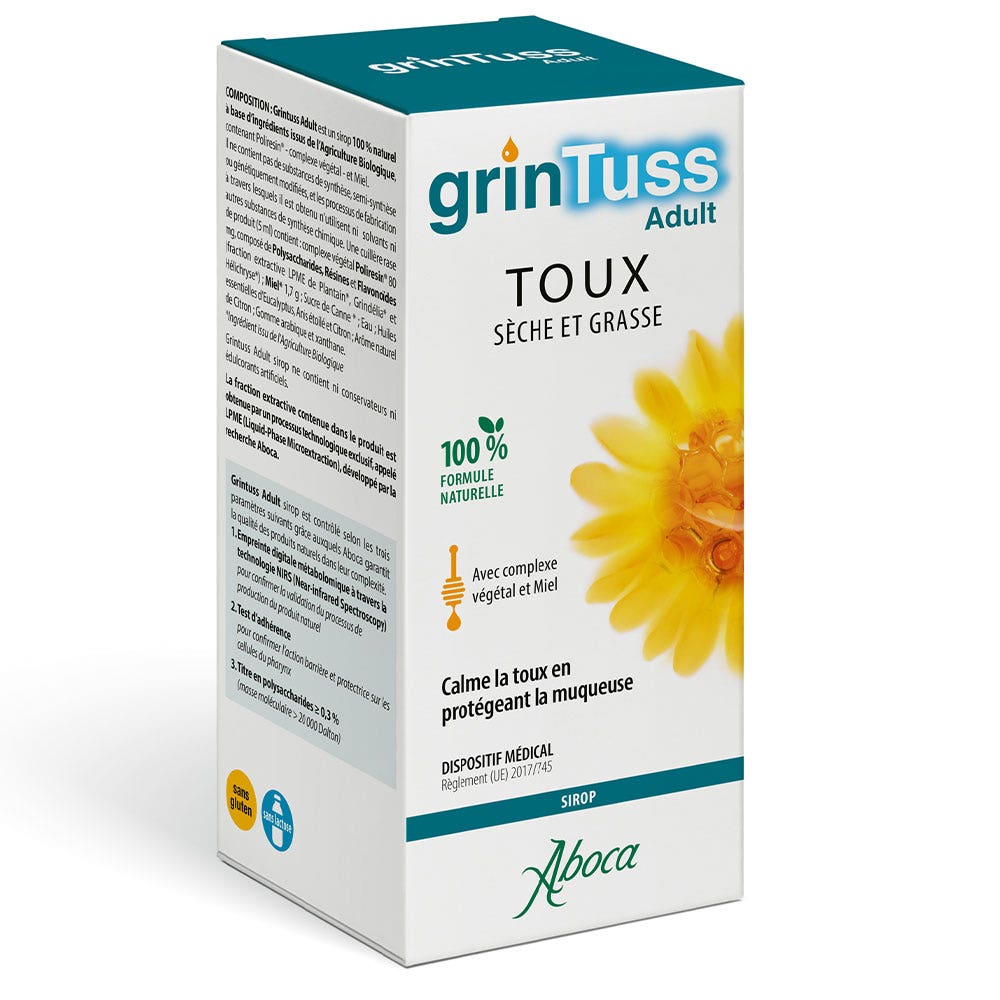Aboca ORL GrinTuss Adult Sirop Toux Sèche et Grasse 128g