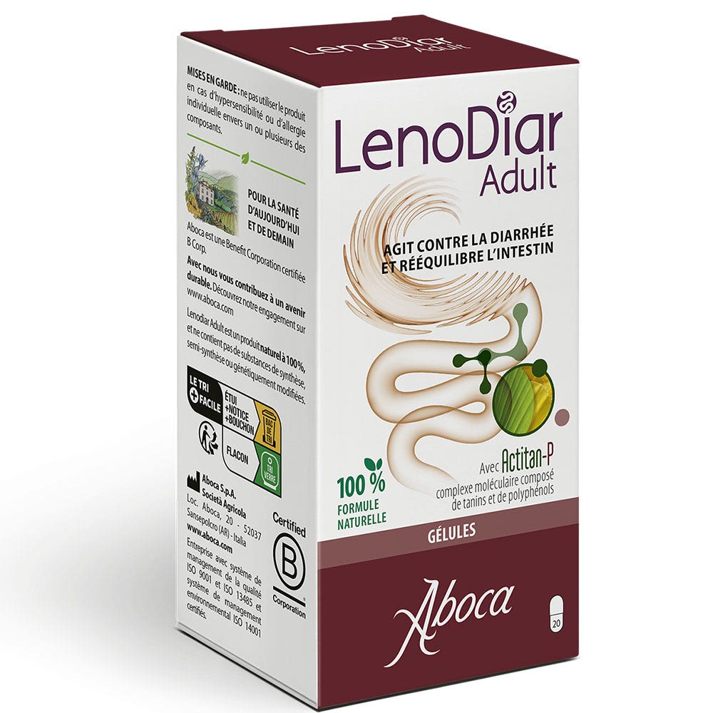 Aboca Gastro-intestinale Lenodiar Adulte Diarrhée & Rééquilibre de l'Intestin 20 Géluls
