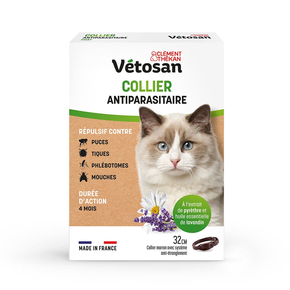 Collier Antiparasitaire Pour Chat X 1 Unite 1 unidad Vétosan Clement-Thekan