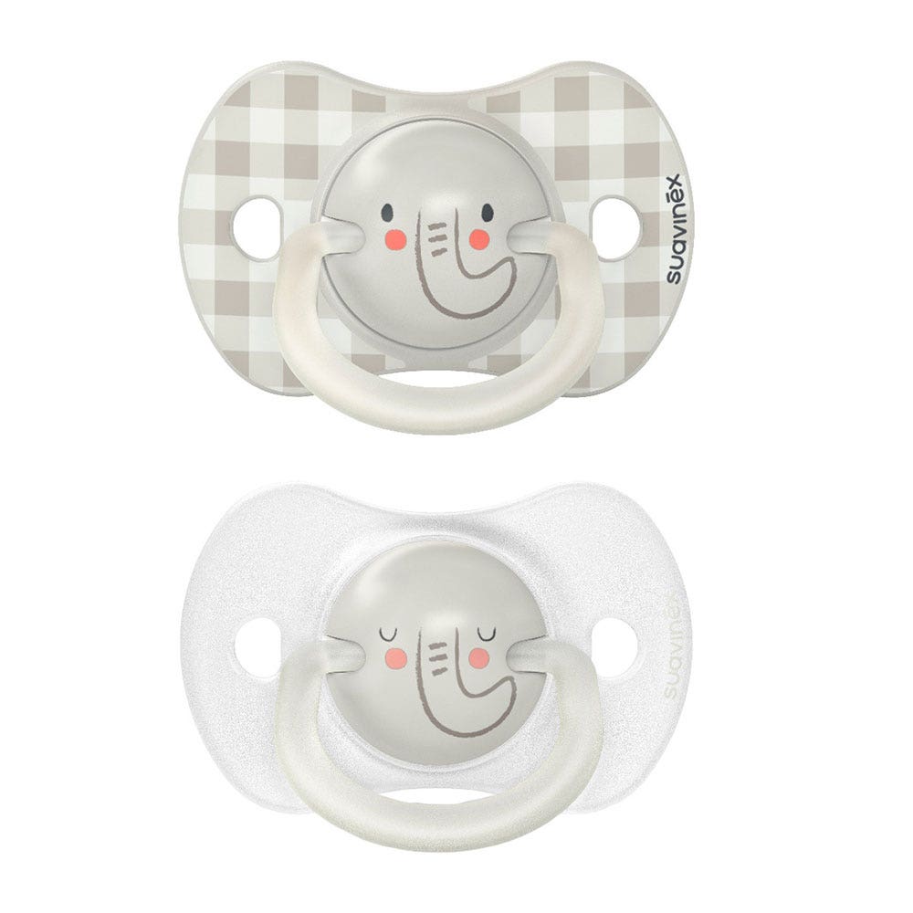 Suavinex SxPro Sucette Symétrique Silicone Night&Day 0 à 6 Mois Avec Anneau Phosphorescent x2