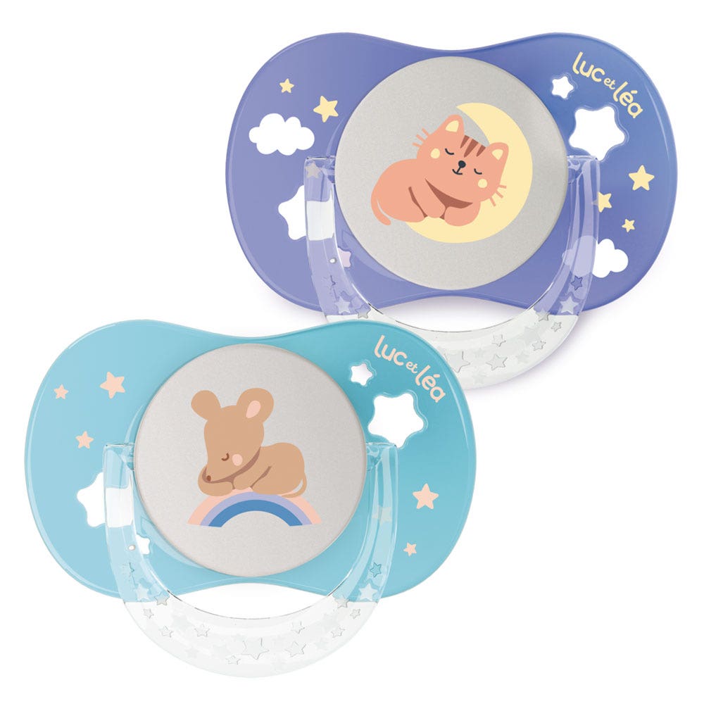 Luc Et Lea Essentiel Sucette Symétrique Silicone Phosphorescente 6 à 18 Mois x2