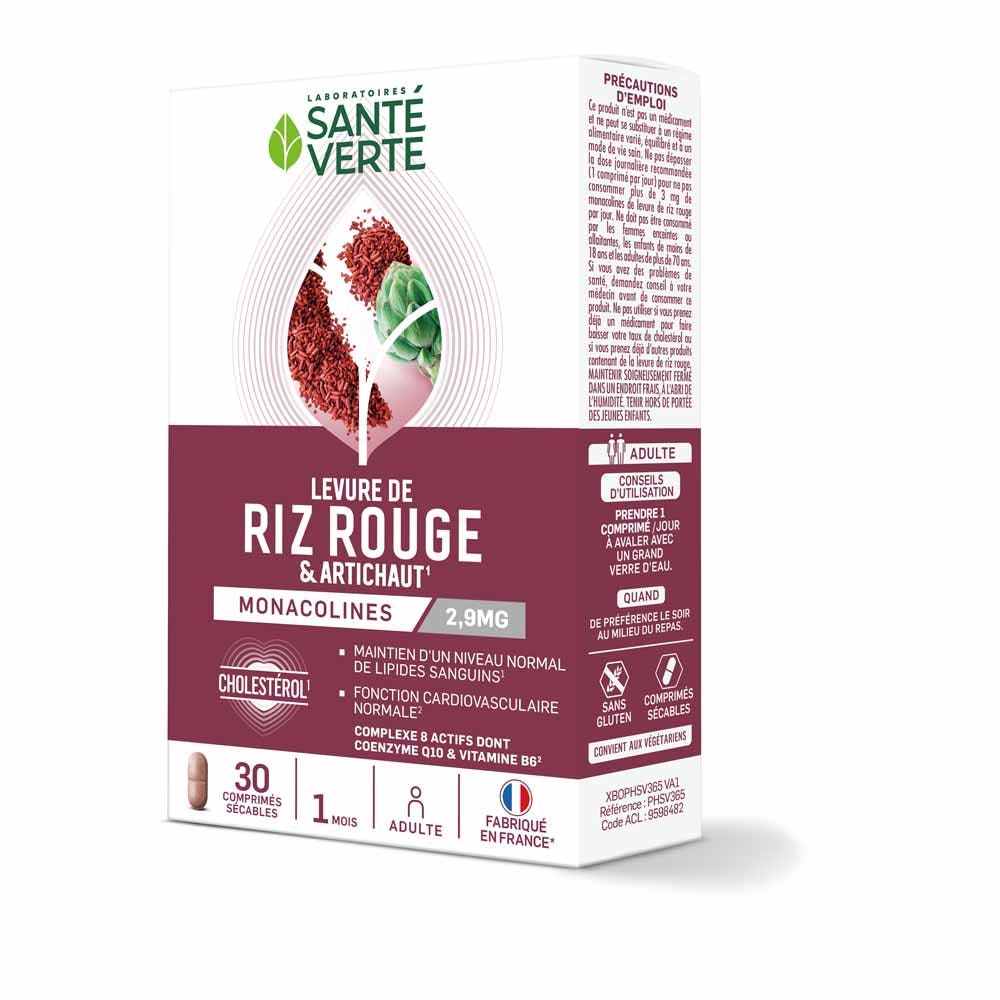 Sante Verte Levure De Riz Rouge & artichaut 30 Comprimés