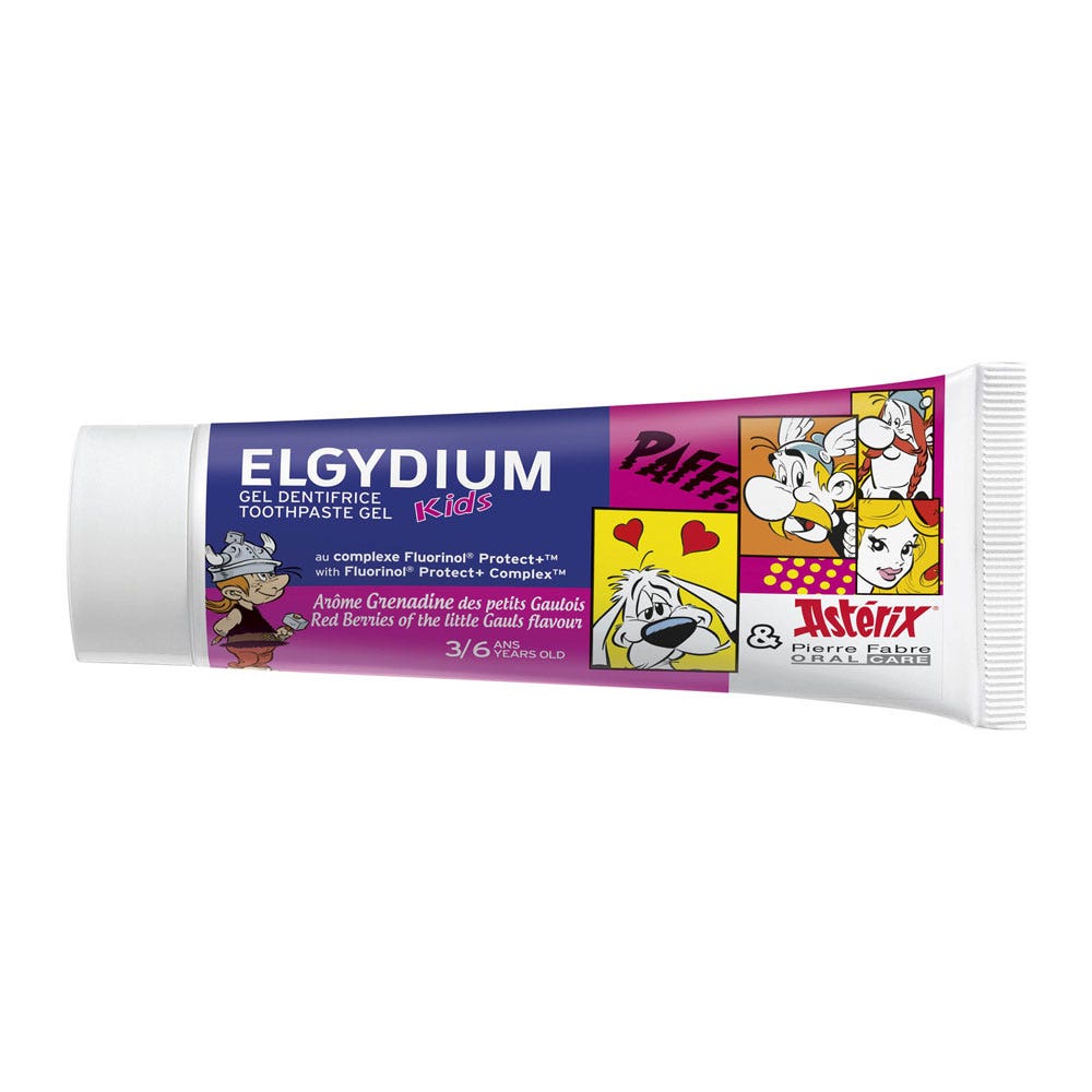 Elgydium Gel Dentifrice Kids Astérix Arôme Grenadine 3/6 Ans 50ml