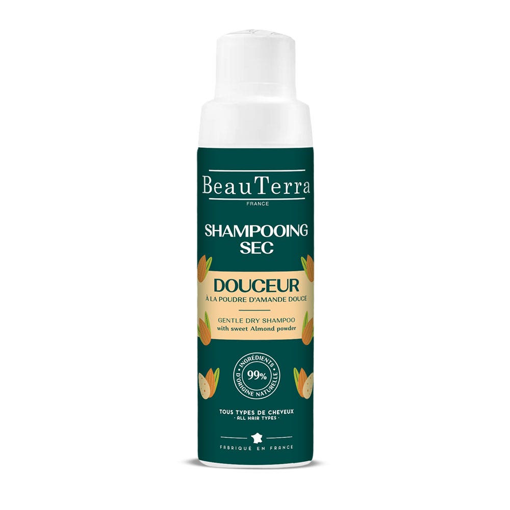 Beauterra Shampooing Sec Douceur à la Poudre d'amande douce Tous types de Cheveux 50g