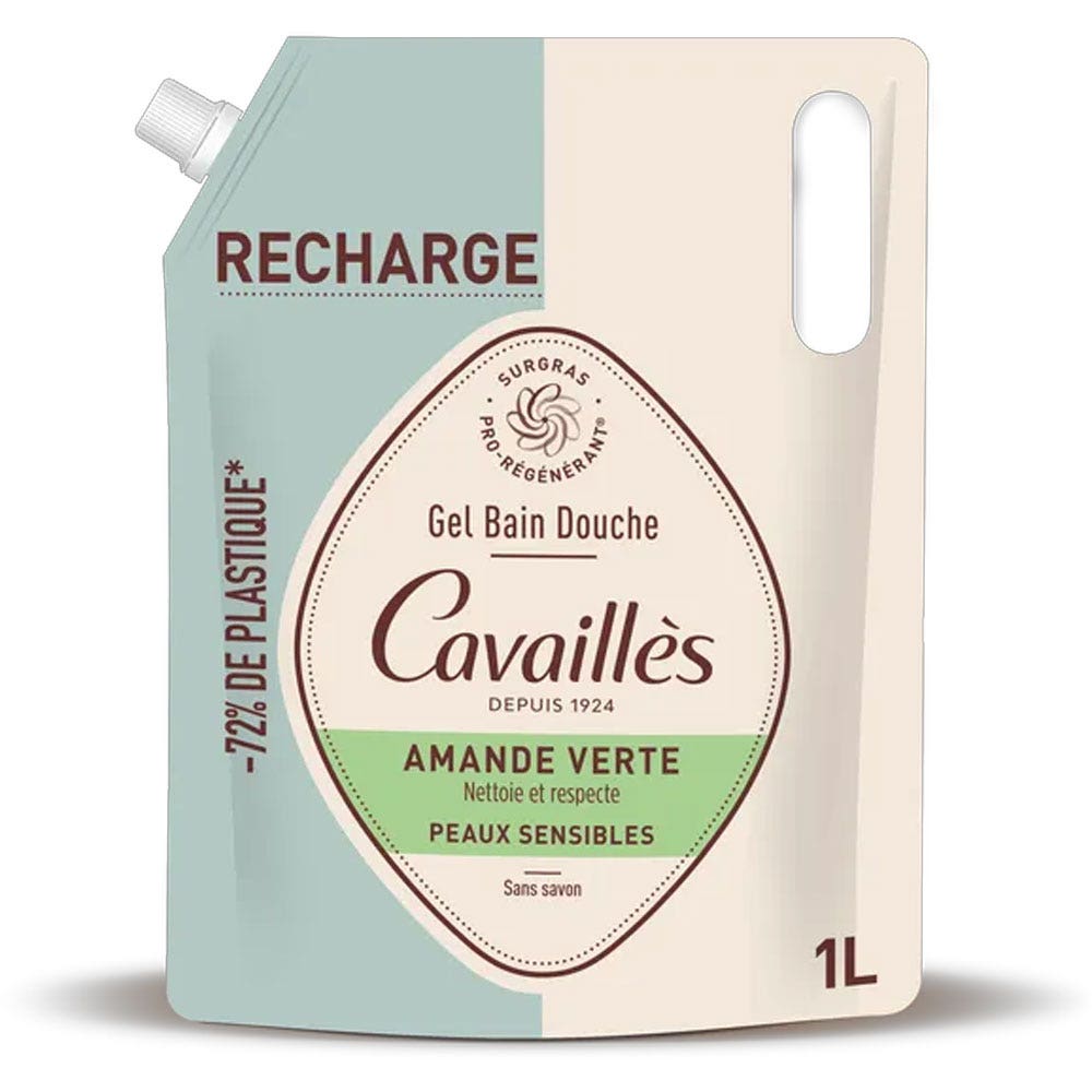 Cavaillès Eco-Recharge Gel Bain et Douche Amande Verte 1L