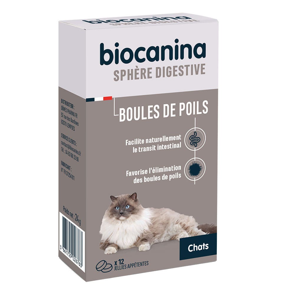 Biocanina Gastro-entérologie Boules de Poils 12 Jellies Appétentes 24g