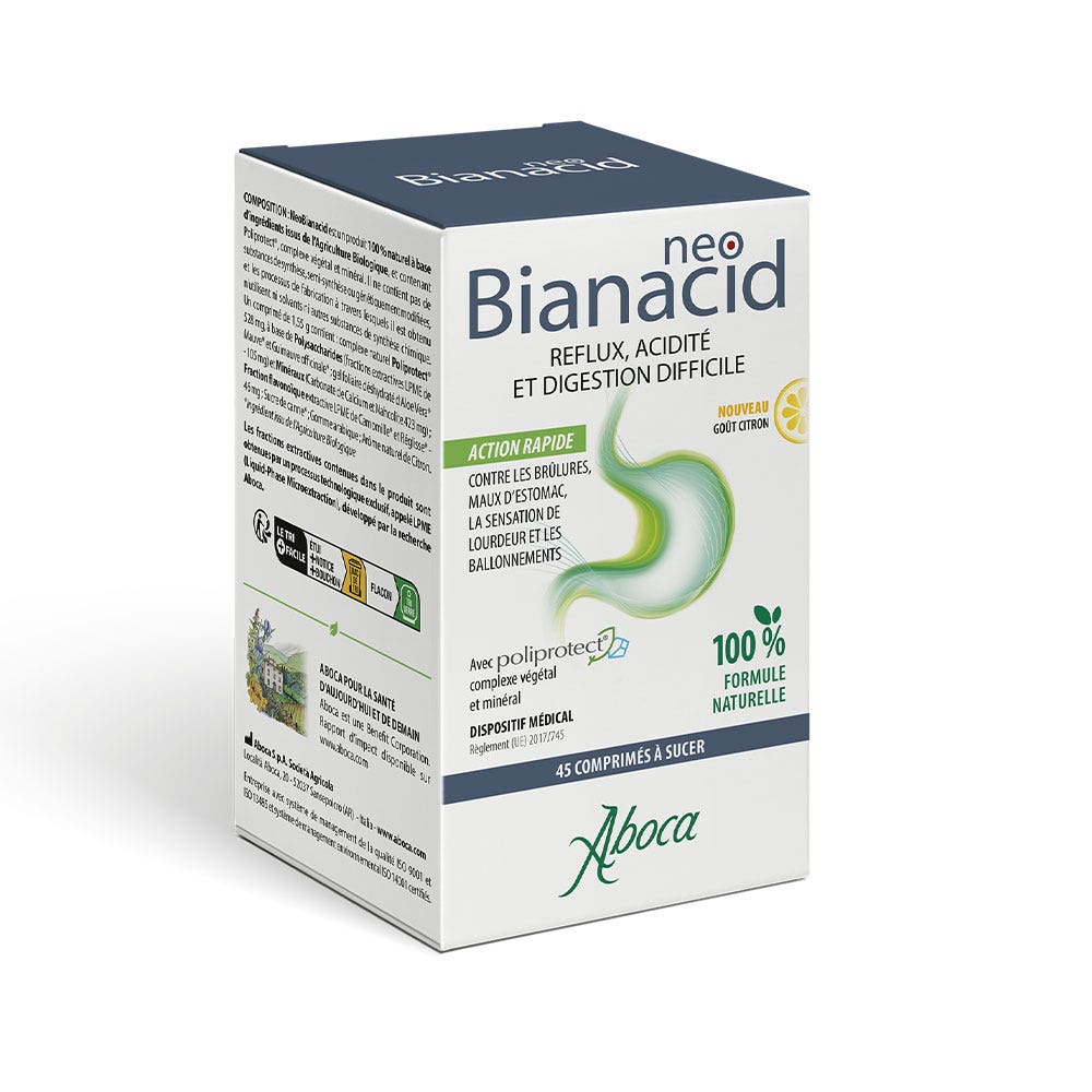 Aboca Gastro-intestinale Neobianacid Goût Citron 45 Comprimés à Sucer