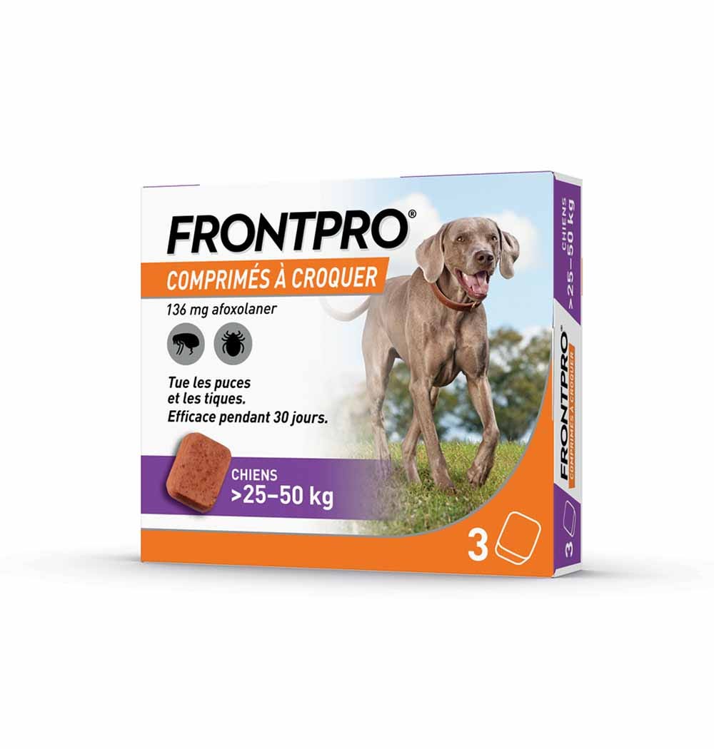 Frontline Frontpro Antiparasitaire Très Grand Chien 25-50kg Puces et Tiques x3 comprimés