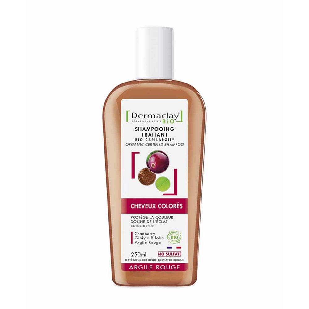Dermaclay Shampooing traitant bio Cheveux Colores Argile Rouge 250ml