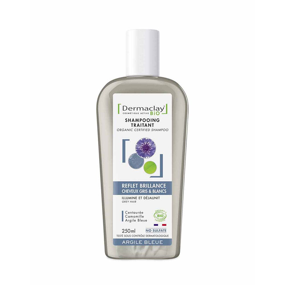 Dermaclay Shampooing traitant Bio Cheveux Gris Argile Bleue 250ml