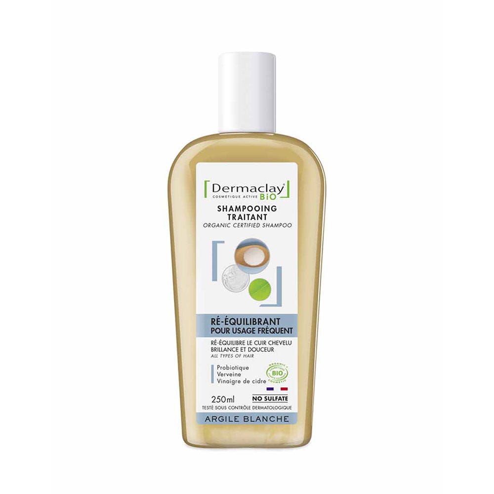 Dermaclay Shampoing BIO Probiotique pour Usage Fréquent Argile Blanche 250ml