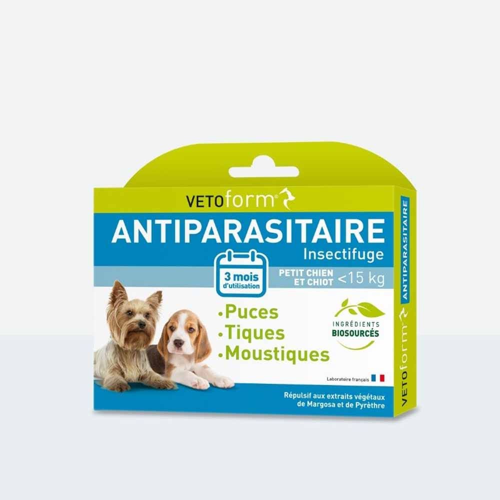 Pipettes Antiparasitaire 3x1ml Chiot et Petit chien de - 15kg Vetoform
