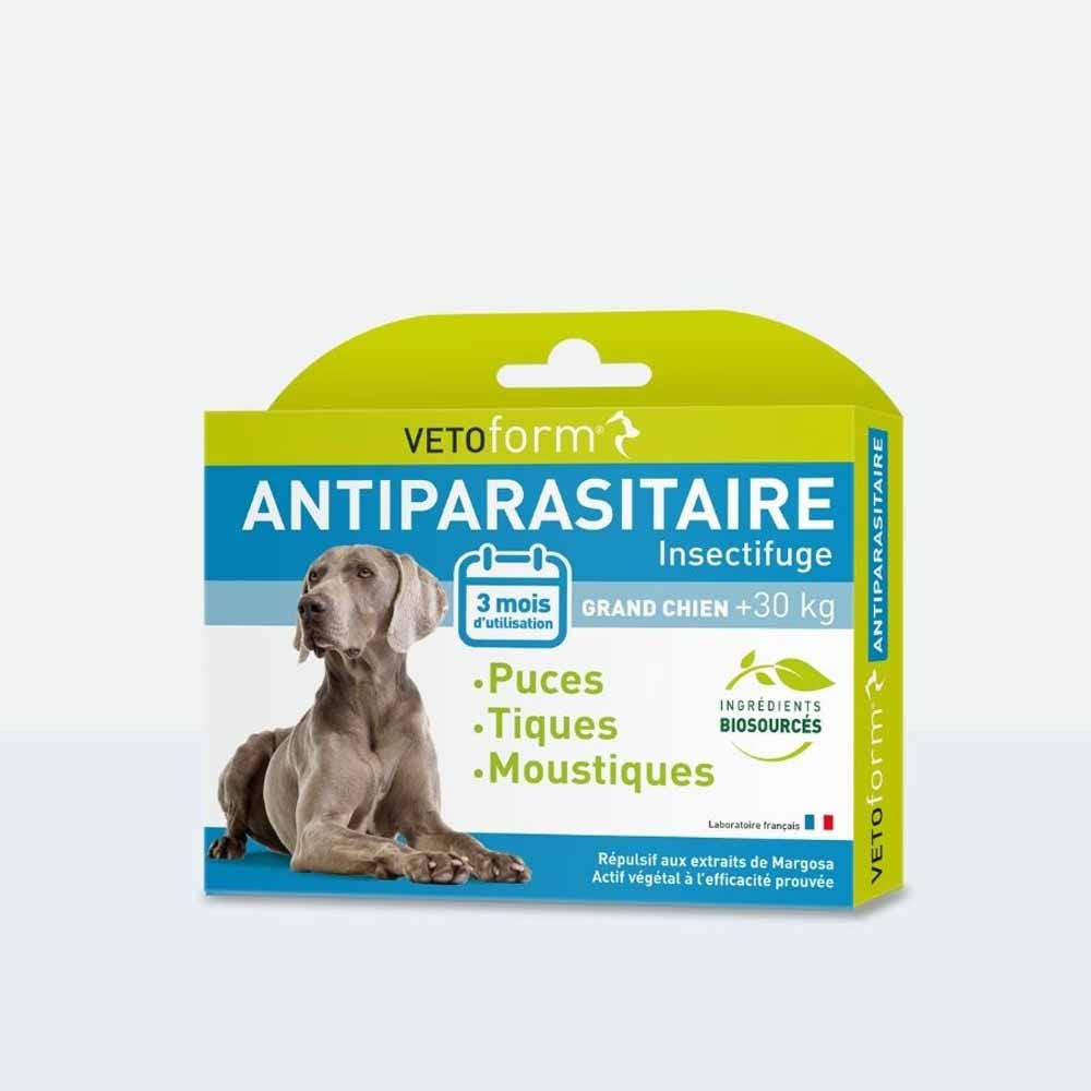 Pipettes Antiparasitaire 6x2ml Chien Grande taille de +30 kg Vetoform