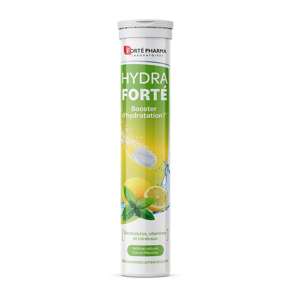 Forté Pharma Hydra Forté Booster D'hydratation Arôme Naturel Citron Menthe 24 comprimés effervescents