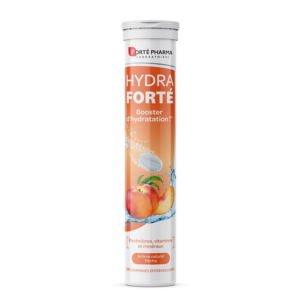 Forté Pharma Hydra Forté Booster D'hydratation Arôme Naturel Pêche 24 comprimés effervescents