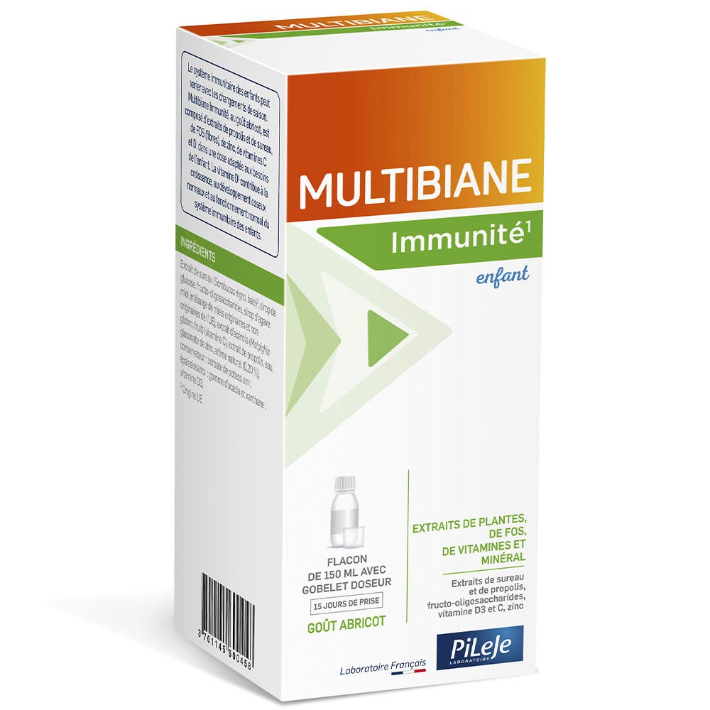 Pileje Multibiane Immunité Enfant Propolis et Sureau 150ml avec Gobelet doseur
