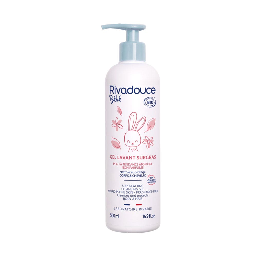 Rivadouce Bébé Gel lavant surgras non parfumé bio Corps et cheveux 500ml