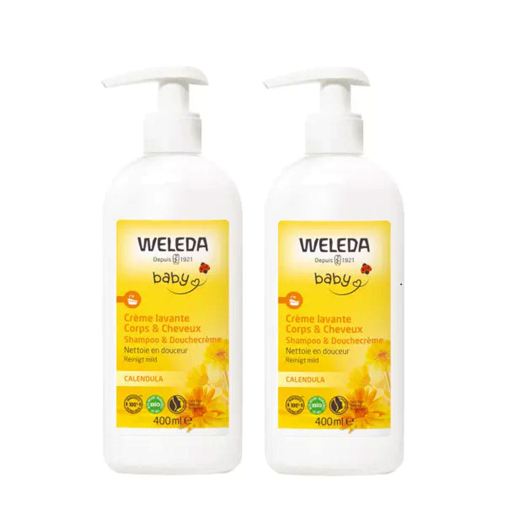 Weleda Calendula Crème Lavante Corps Et Cheveux Bébé Corps et Cheveux 2x400ml