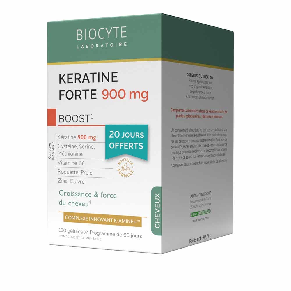 Biocyte Cheveux Keratine Forte 900mg Boost 180 Gélules